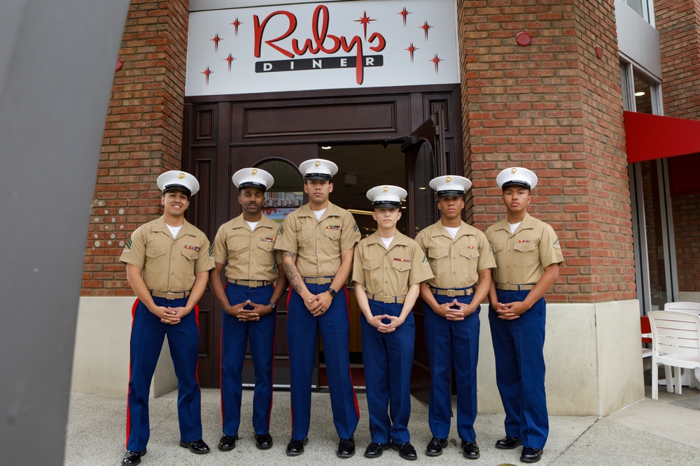 U.S. Marines and Sailors Enjoy a Lunch at Ruby's