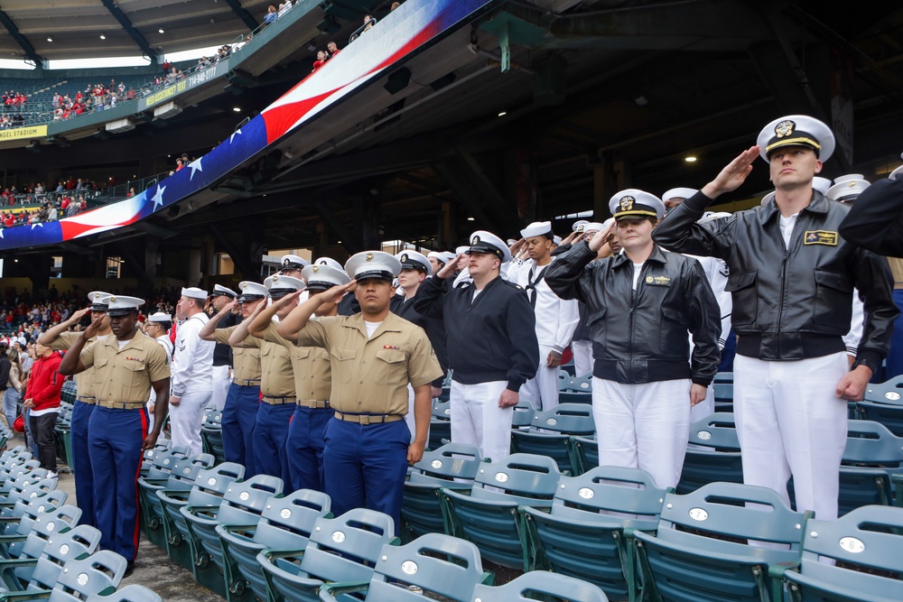 U.S. Marines, Sailors attend Angels Game