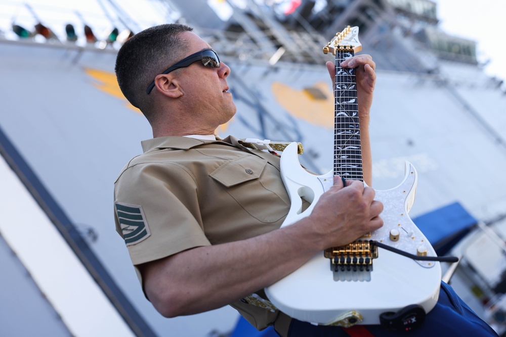 Quantico Marine Rock Band performs aboard the USS WASP (LHD 1) during Fleet Week