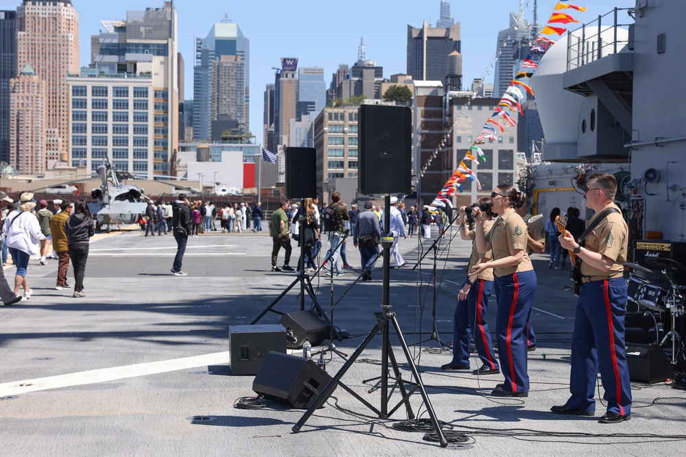 Quantico Marine Rock Band performs aboard the USS WASP (LHD 1) during Fleet Week