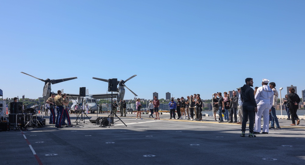 Quantico Marine Rock Band performs aboard the USS WASP (LHD 1) during Fleet Week