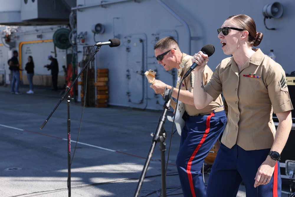 Quantico Marine Rock Band performs aboard the USS WASP (LHD 1) during Fleet Week