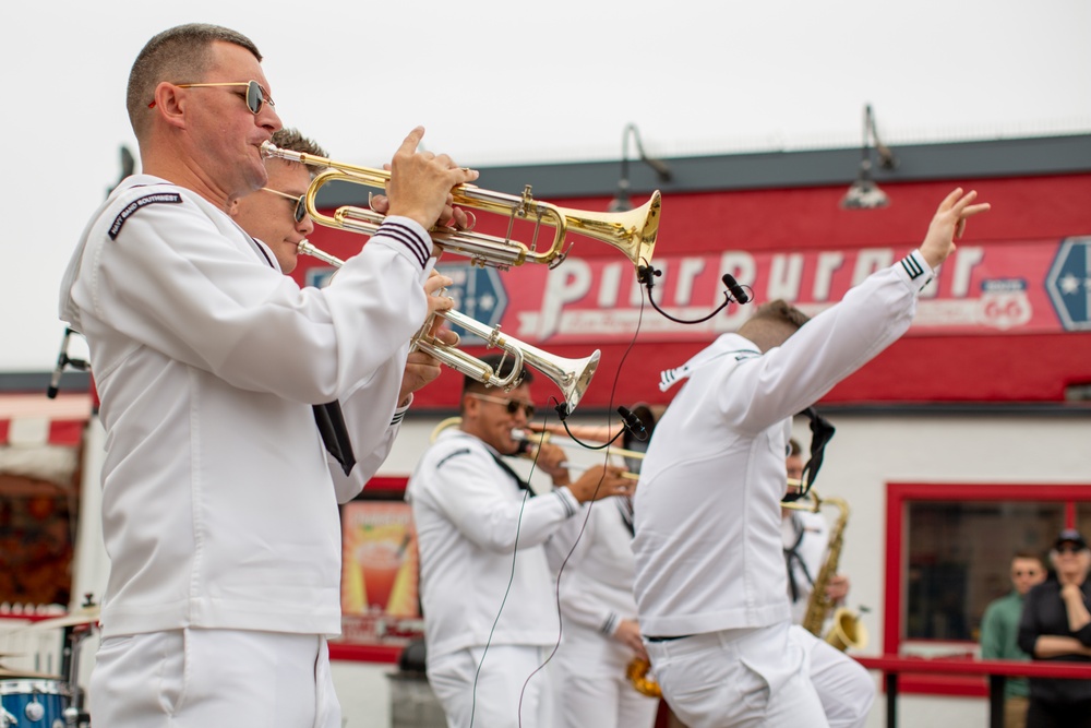 Sailors assigned to Navy Band Southwest perform at the Santa Monica pier during LAFW