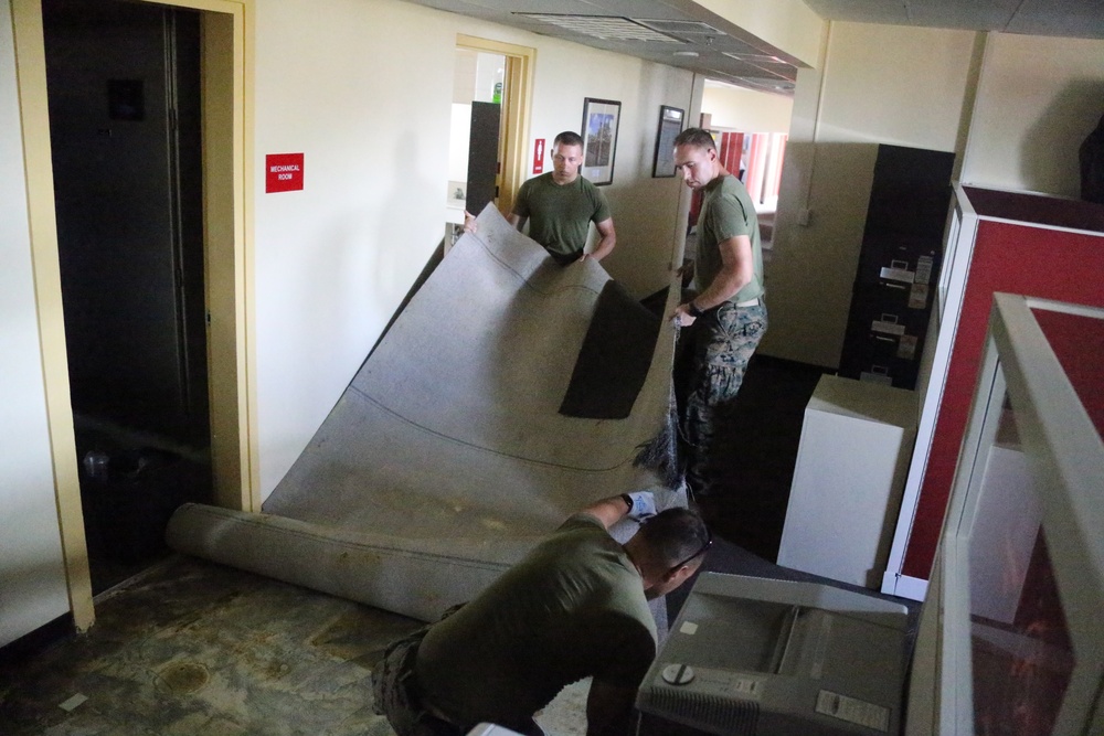 U.S. Marines conduct recovery efforts at Marine Corps Base Camp Blaz