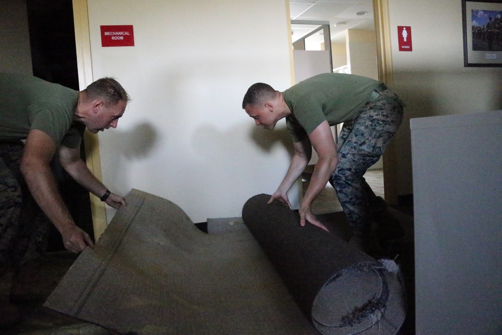 U.S. Marines conduct recovery efforts at Marine Corps Base Camp Blaz