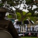 Service members attend the Sunset Sunset Ceremony at the Long Beach Navy Memorial during Los Angeles Fleet Week