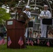 Service members attend the Sunset Sunset Ceremony at the Long Beach Navy Memorial during Los Angeles Fleet Week