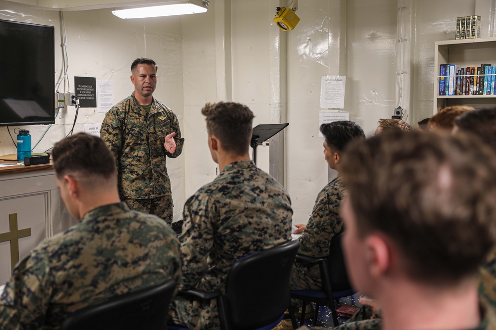 USS Carter Hall Conducts Protestant Services