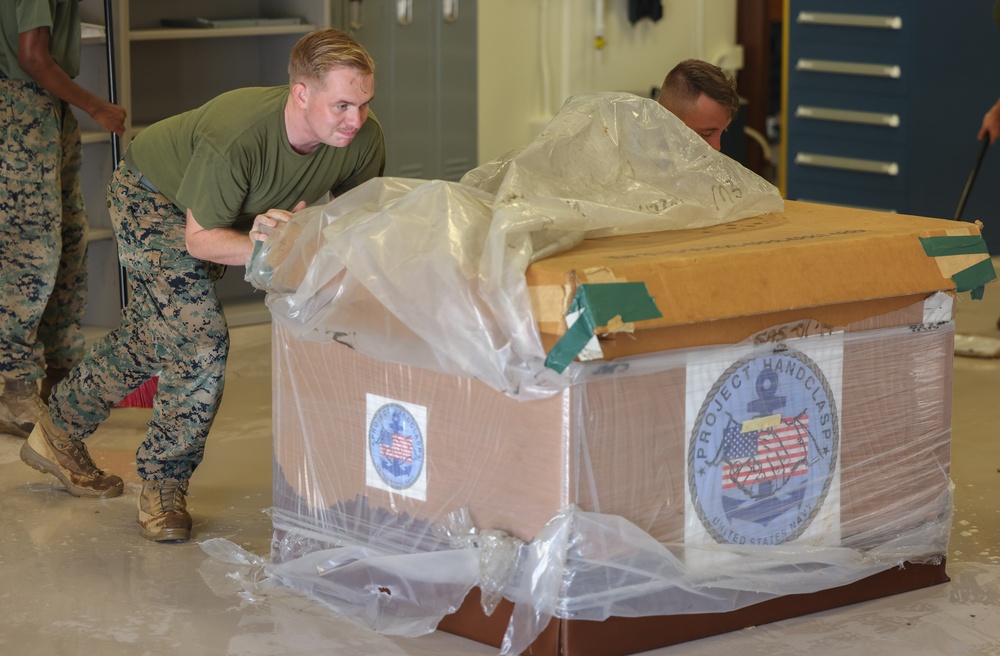 Marines Conduct Typhoon Mawar Recovery Efforts at North Ramp, Andersen Air Force Base