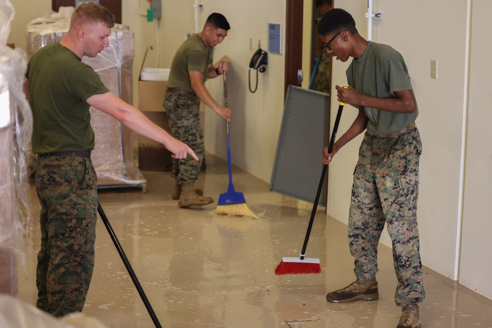 Marines Conduct Typhoon Mawar Recovery Efforts at North Ramp, Andersen Air Force Base