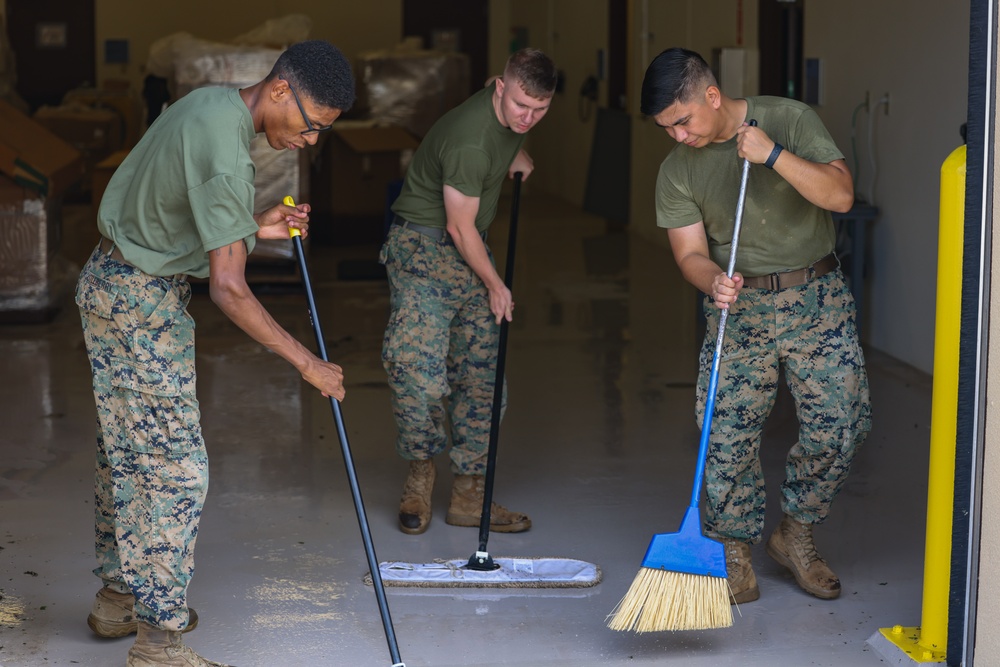 Marines Conduct Typhoon Mawar Recovery Efforts at North Ramp, Andersen Air Force Base