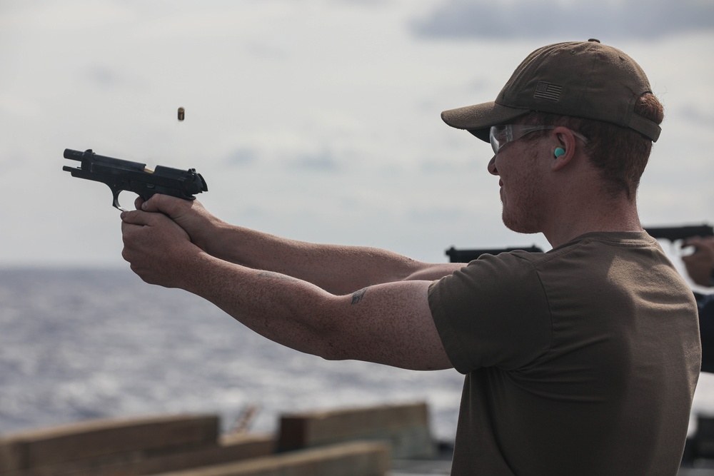 USS Carter Hall Conducts Gun Shoot