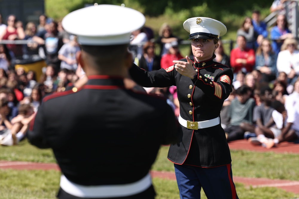 Quantico Marine Band performs at John Glenn High School during Fleet Week