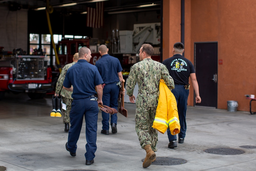 Sailors spend the day at Fire Station 64 during LAFW 2023