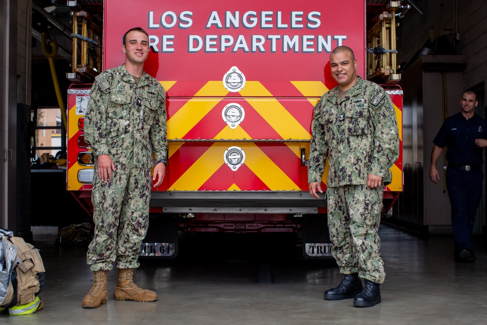 Sailors spend the day at Fire Station 64 during LAFW 2023