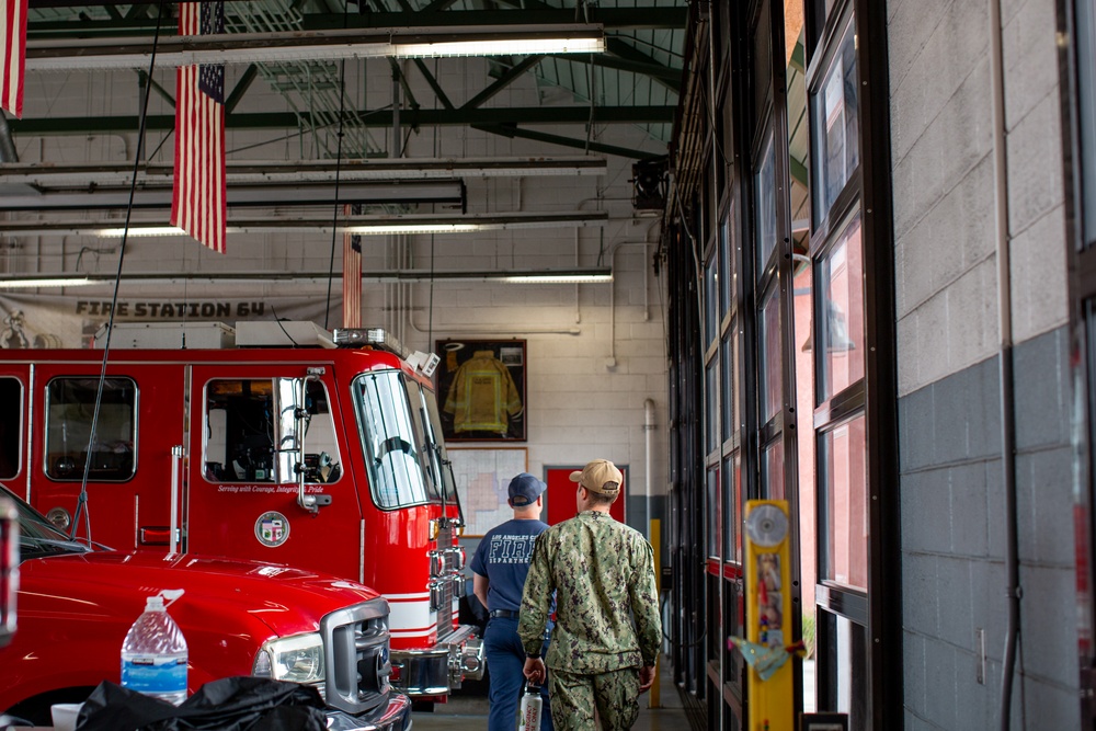 Sailors spend the day at Fire Station 64 during LAFW 2023