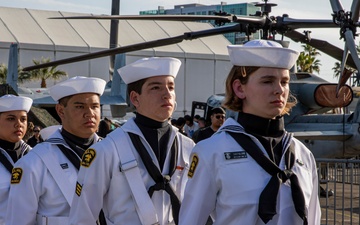 U.S. Navy Cadet Sailors partcipate as color guard during the Los Angeles Navy fleet week