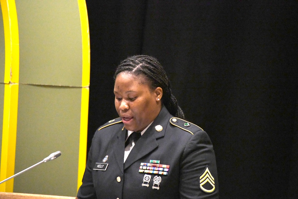 Allied Forces North Battalion, United States Army NATO Brigade, NCO induction ceremony, Montgomery auditorium, SHAPE, BE, May 19,  2023