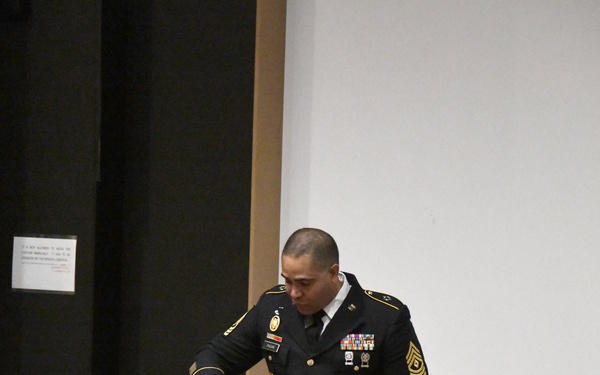 Allied Forces North Battalion, United States Army NATO Brigade, NCO induction ceremony, Montgomery auditorium, SHAPE, BE, May 19,  2023
