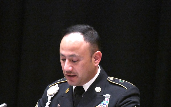 Allied Forces North Battalion, United States Army NATO Brigade, NCO induction ceremony, Montgomery auditorium, SHAPE, BE, May 19,  2023