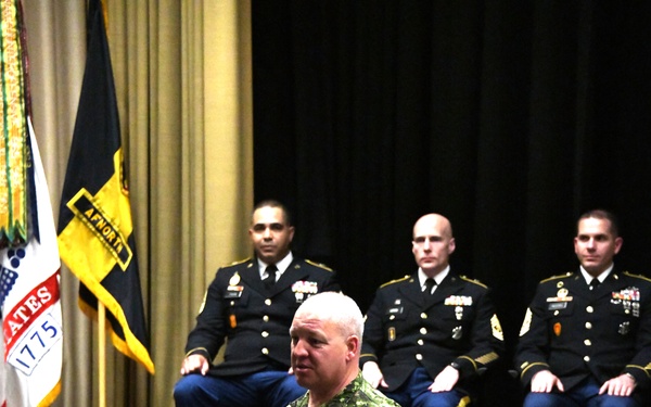 Allied Forces North Battalion, United States Army NATO Brigade, NCO induction ceremony, Montgomery auditorium, SHAPE, BE, May 19,  2023