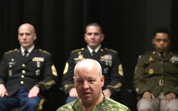 Allied Forces North Battalion, United States Army NATO Brigade, NCO induction ceremony, Montgomery auditorium, SHAPE, BE, May 19,  2023
