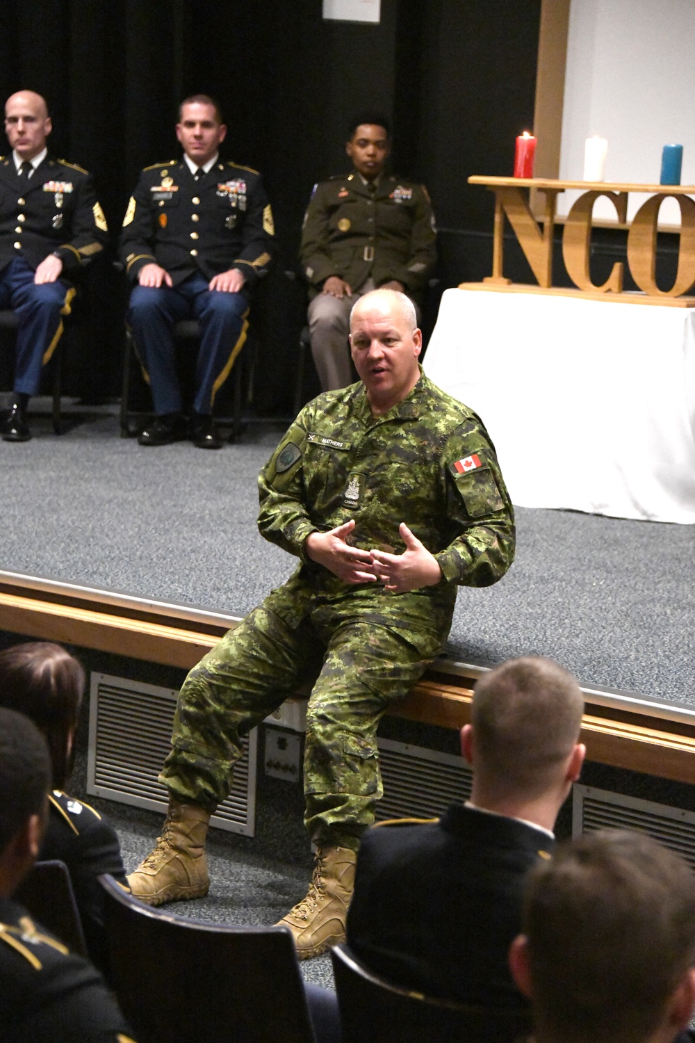 Allied Forces North Battalion, United States Army NATO Brigade, NCO induction ceremony, Montgomery auditorium, SHAPE, BE, May 19,  2023