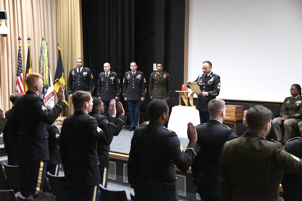 Allied Forces North Battalion, United States Army NATO Brigade, NCO induction ceremony, Montgomery auditorium, SHAPE, BE, May 19,  2023