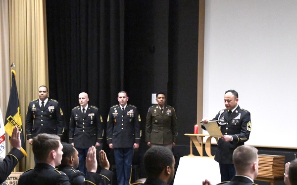 Allied Forces North Battalion, United States Army NATO Brigade, NCO induction ceremony, Montgomery auditorium, SHAPE, BE, May 19,  2023