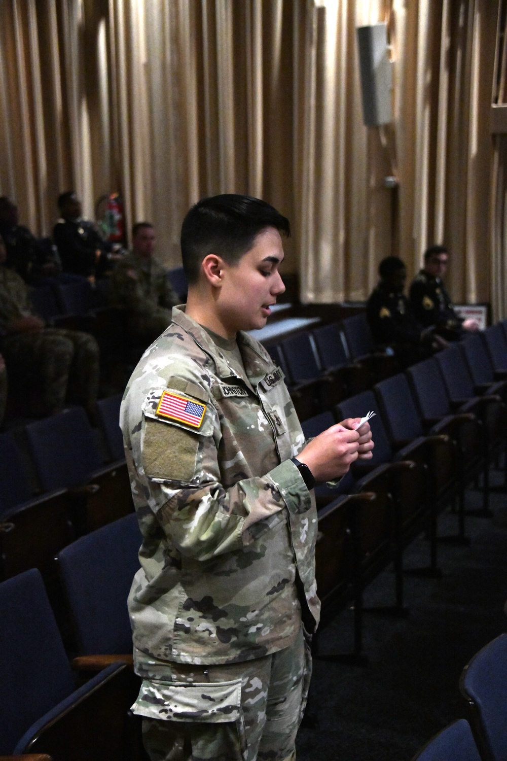 Allied Forces North Battalion, United States Army NATO Brigade, NCO induction ceremony, Montgomery auditorium, SHAPE, BE, May 19,  2023