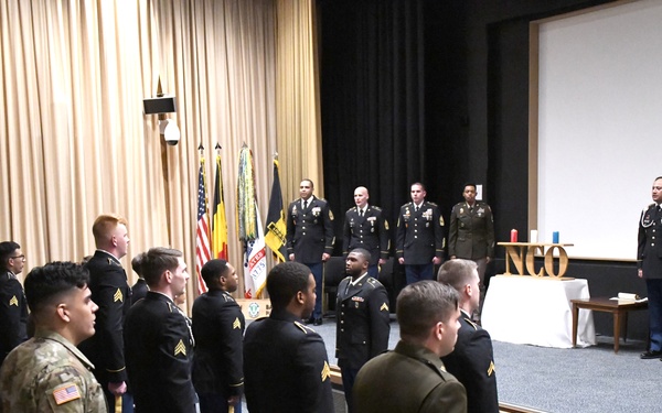 Allied Forces North Battalion, United States Army NATO Brigade, NCO induction ceremony, Montgomery auditorium, SHAPE, BE, May 19,  2023