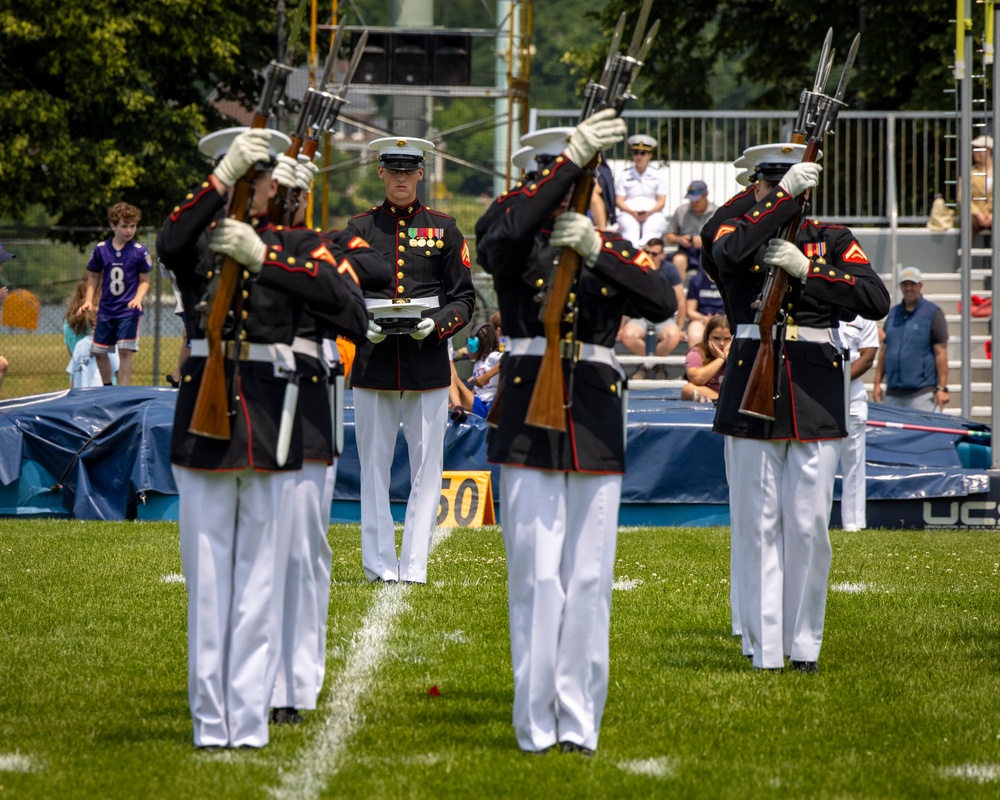 The Battle Color Detachment performs at the Naval Academy