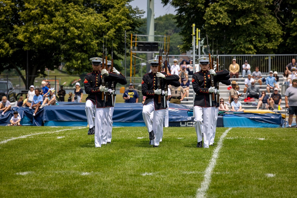 The Battle Color Detachment performs at the Naval Academy