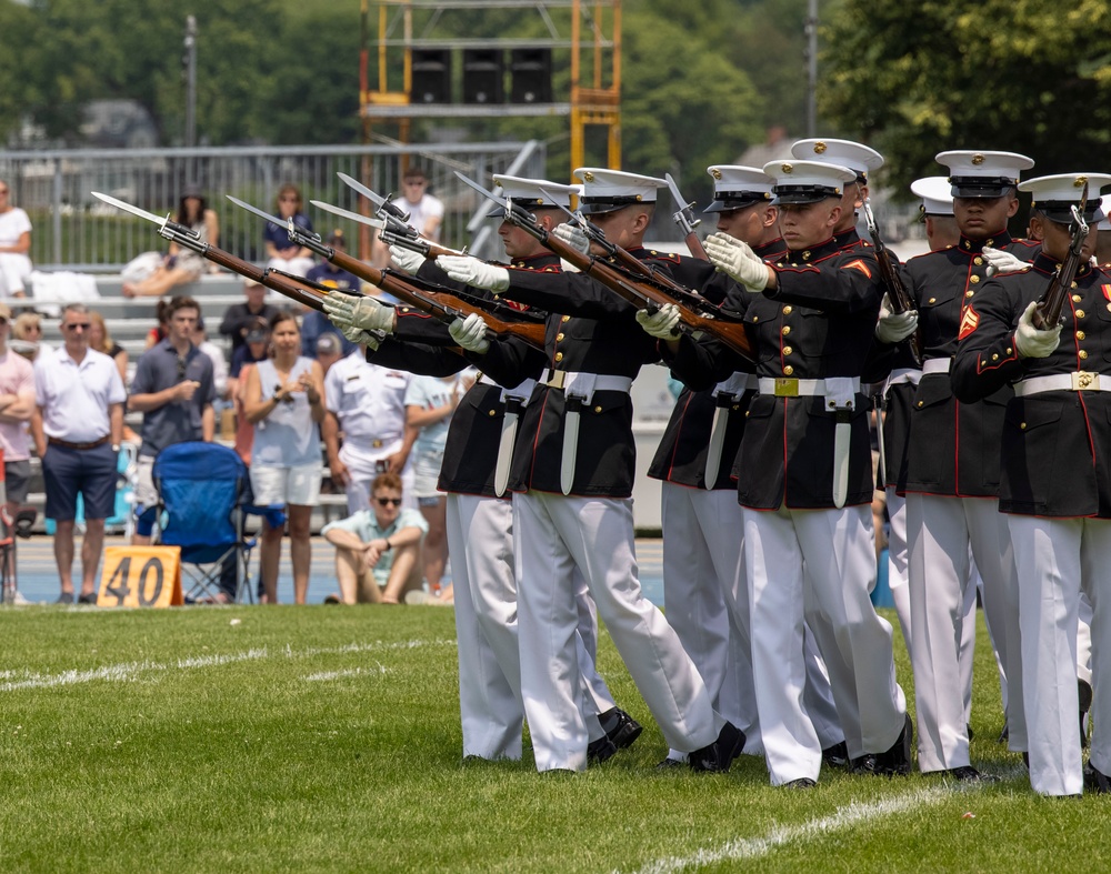 The Battle Color Detachment performs at the Naval Academy