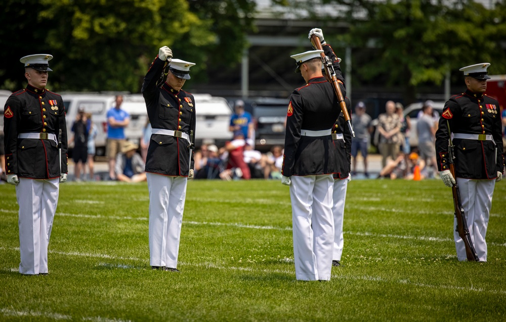 The Battle Color Detachment performs at the Naval Academy