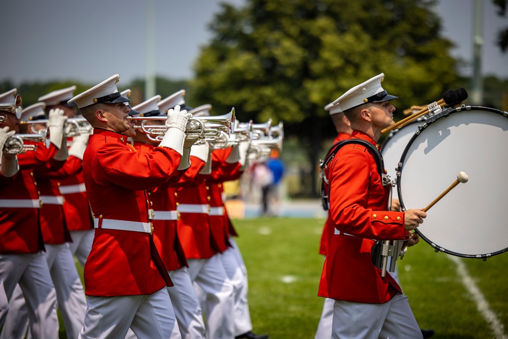 The Battle Color Detachment performs at the Naval Academy