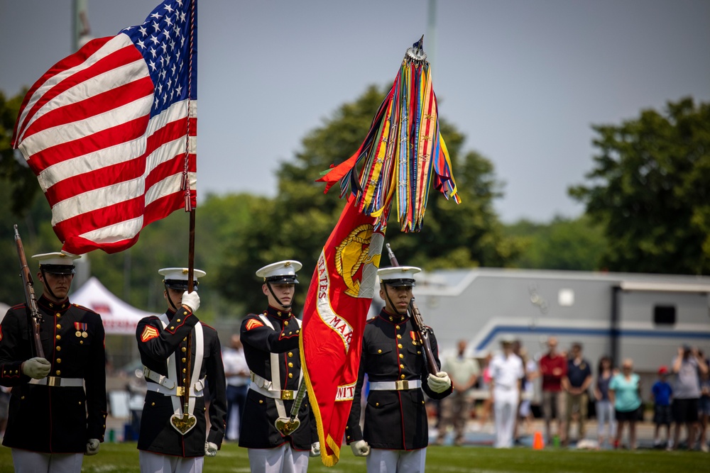 The Battle Color Detachment performs at the Naval Academy