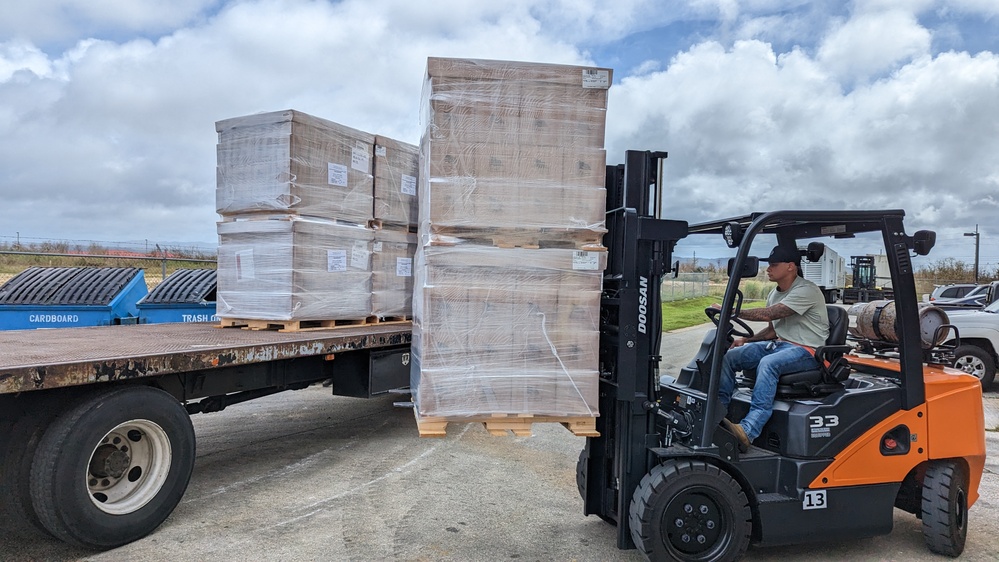 FEMA Staff prepares to send goods to Guam community.