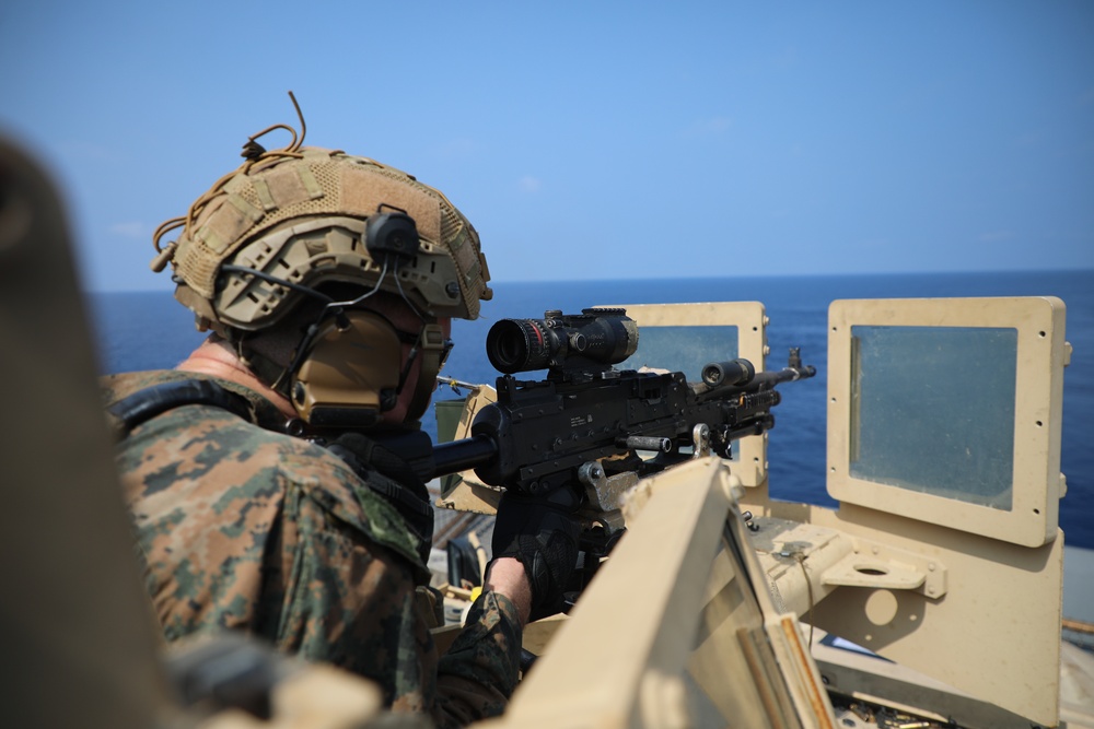 13th MEU Conducts a Vehicle Deck Shoot Aboard the JPM (LPD-26)