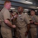 USS Ronald Reagan (CVN 76) pins newly selected Master Chief Petty Officer and Senior Chief Petty Officers