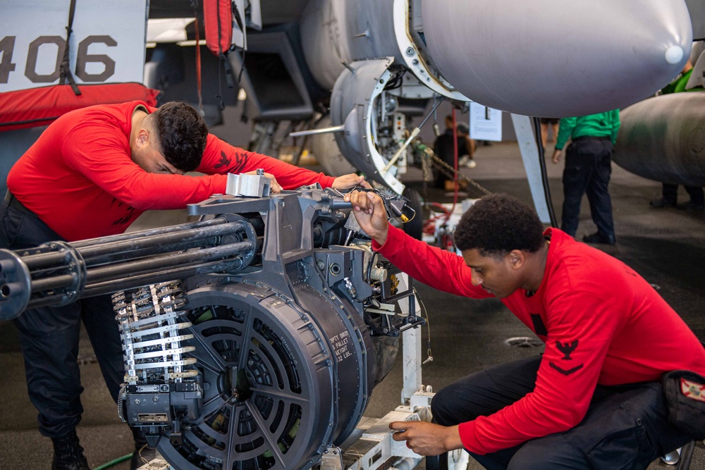 USS Ronald Reagan (CVN 76) Sailors Performing Maitenance