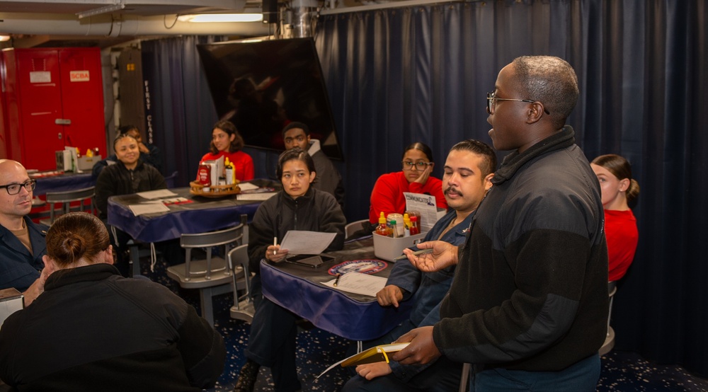 USS Ronald Reagan (CVN 76) Sailors host Diversity and Heritage Committee Meeting