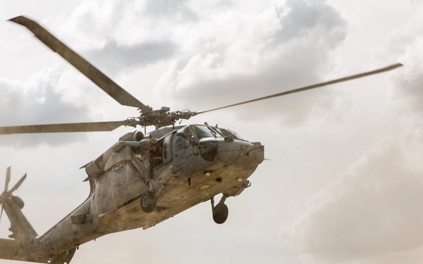 The Black Knights perform a casualty evacuation exercise