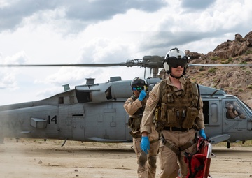 The Black Knights perform a casualty evacuation exercise