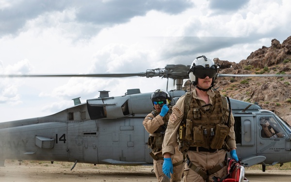 The Black Knights perform a casualty evacuation exercise