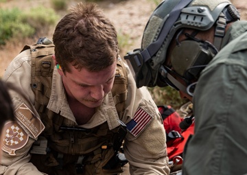 The Black Knights perform a casualty evacuation exercise