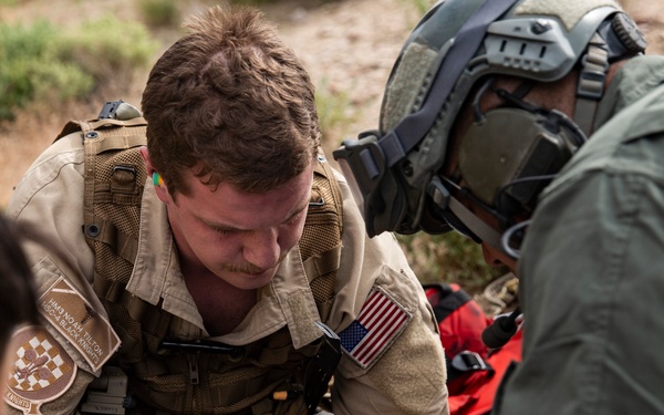 The Black Knights perform a casualty evacuation exercise