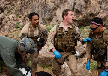 The Black Knights perform a casualty evacuation exercise