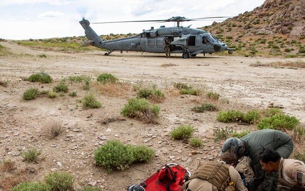 The Black Knights perform a casualty evacuation exercise