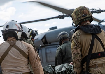 The Black Knights perform a casualty evacuation exercise